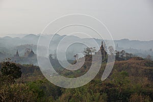 The pagodas in Mrauk-U Myanmar