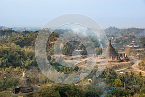 The pagodas in Mrauk-U Myanmar