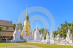 Pagodas at Wat Suan Dok Temple in Chiang Mai, North of Thailand