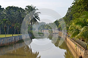 Pahang River bank in Pekan town in Malaysia