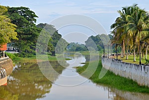 Pahang River bank in Pekan town in Malaysia