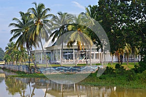 Pahang River bank in Pekan town in Malaysia photo