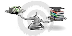 Paid education on white background. Isolated 3d illustration