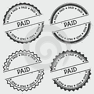 Paid insignia stamp isolated on white background.