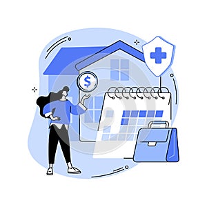Paid leave for quarantined workers abstract concept vector illustration.