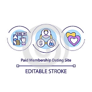 Paid membership dating site concept icon