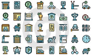 Paid parking icons set vector flat