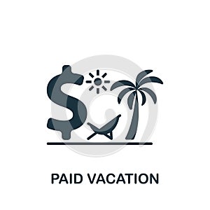 Paid vacation icon. Monochrome simple sign from employee benefits collection. Paid vacation icon for logo, templates