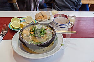 Paila marina, traditional Chilean seafood sou