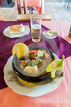 Paila marina, traditional Chilean seafood sou