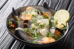 Paila marina is a traditional Chilean stew consisting of a shellfish stock combined with a variety of seafood, shellfish, herbs,