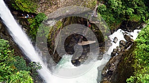 Pailon Del Diablo, Devils Cauldron Waterfall In Ecuador photo