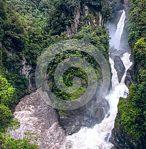 Pailon del Diablo - Mountain river and waterfall