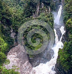 Pailon del Diablo - Mountain river and waterfall photo