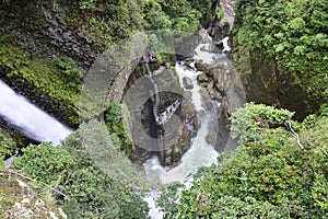 Pailon del Diablo - Mountain river and waterfall in the Andes. Banos photo