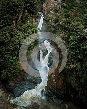 Pailon del diablo is the name of this huge waterfall in Ecuador