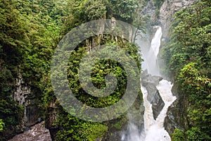 Pailon del Diablo waterfall in the Andes