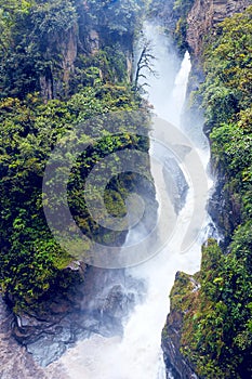 Pailon del Diablo waterfall in the Andes photo