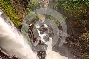 Pailon Del Diablo Waterfall In Banos De Aqua S photo