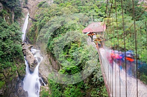 Pailon del Diablo waterfall in Banos, Ecuador photo