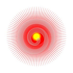 Pain circle red icon for medical painkiller drug medicine. Vector red circles target spot symbol for pill medication