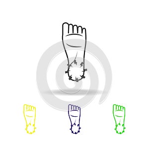 pain in the foot multicolored icons. Element of human body pain can be used for web, logo, mobile app, UI, UX