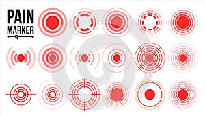 Pain Icon Vector. Red Rings. Pain Circle. Isolated Illustration