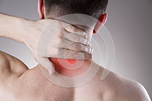 Pain in the neck. Man with backache. Pain in the man's body