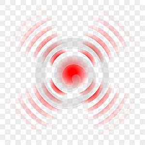 Pain red circle painkiller ache point vector icon