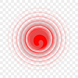 Pain red circle radial target point vector icon