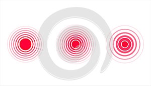 Pain red rings to mark painful body parts vector