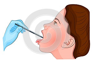 Pain in the throat. inspection of the throat