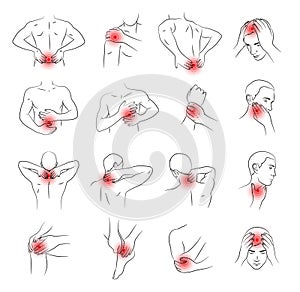 Pain vector set, man body parts