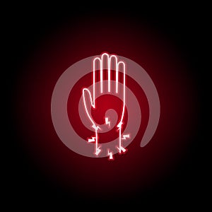 pain in the wrist icon in neon style. Element of human body pain for mobile concept and web apps illustration. Thin line icon for