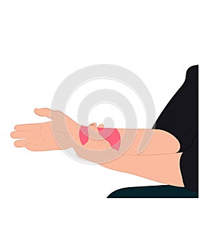 Pain in the wrist, man holding her wrist pain because Ligament in the wrist area