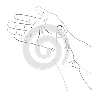 Pain in the wrist, man holding her wrist pain because Ligament in the wrist area, vector illustration