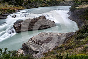 Paine Cascade  in Torres Del Paine National Park . Chile