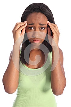 Painful headache for african american teen girl