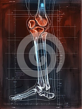 Painful knee joint. Medically artwork concept photo