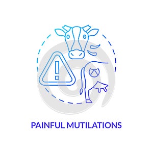 Painful mutilation blue gradient concept icon