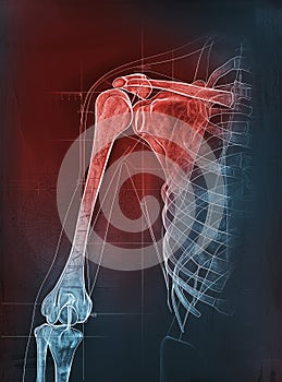 Painful shoulder joints. Shoulder anatomy. Frozen shoulder. Impingement. Medically illustration photo