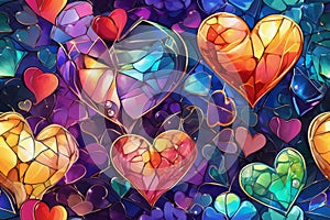 Paining different colorful hearts set. Hand drawn. Generative AI