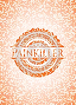 Painkiller abstract emblem, orange mosaic background  EPS10
