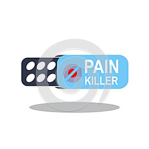 Painkiller Pills Icon, Tablets, Analgesic Medicine