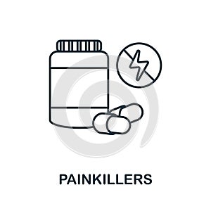 Painkillers line icon. Outline element sign from body ache collection. Painkillers icon sign for web design