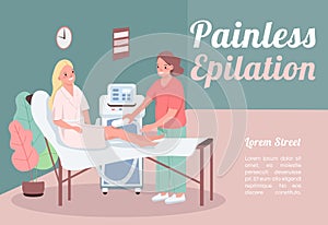 Painless epilation banner flat vector template