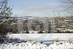 Painswick in snow, Gloucestershire, Cotswolds, UK