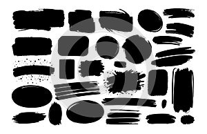 Paint black brush grunge rectangle texture. Sketch black brush box background splash.