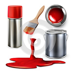 Paint Blank Bottle Spray And Container Set Vector