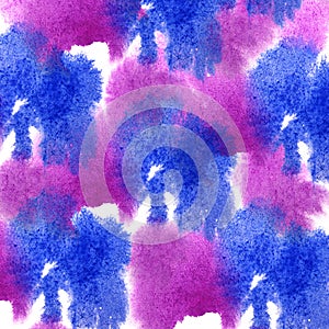 Paint blue, pink splash ink blot and white abstract art brushes